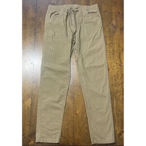 BYLT Weekender Pant Men's XL Tan Khaki Stretch Ripstop Premium Basics Drawstring